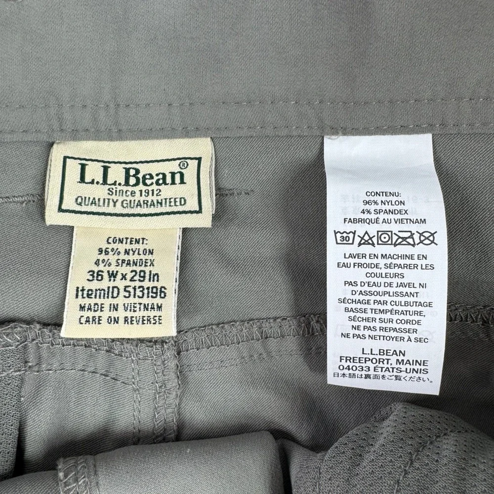 LL Bean Mens Vista Camp Pants 36x29 Gray Nylon Spandex Stretch 513196